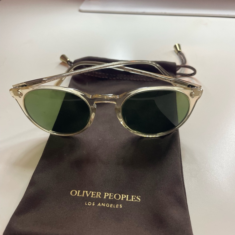 Oliver Peoples O’Malley Sun Sunglasses – Buff / Green, Handcrafted in Italy